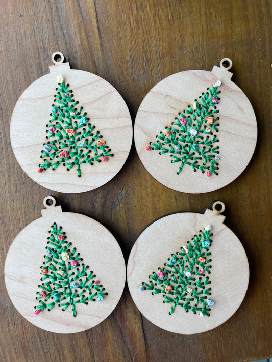 Wood Embroidered Oranment