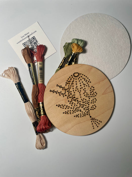 Wood embroidery kit- flower